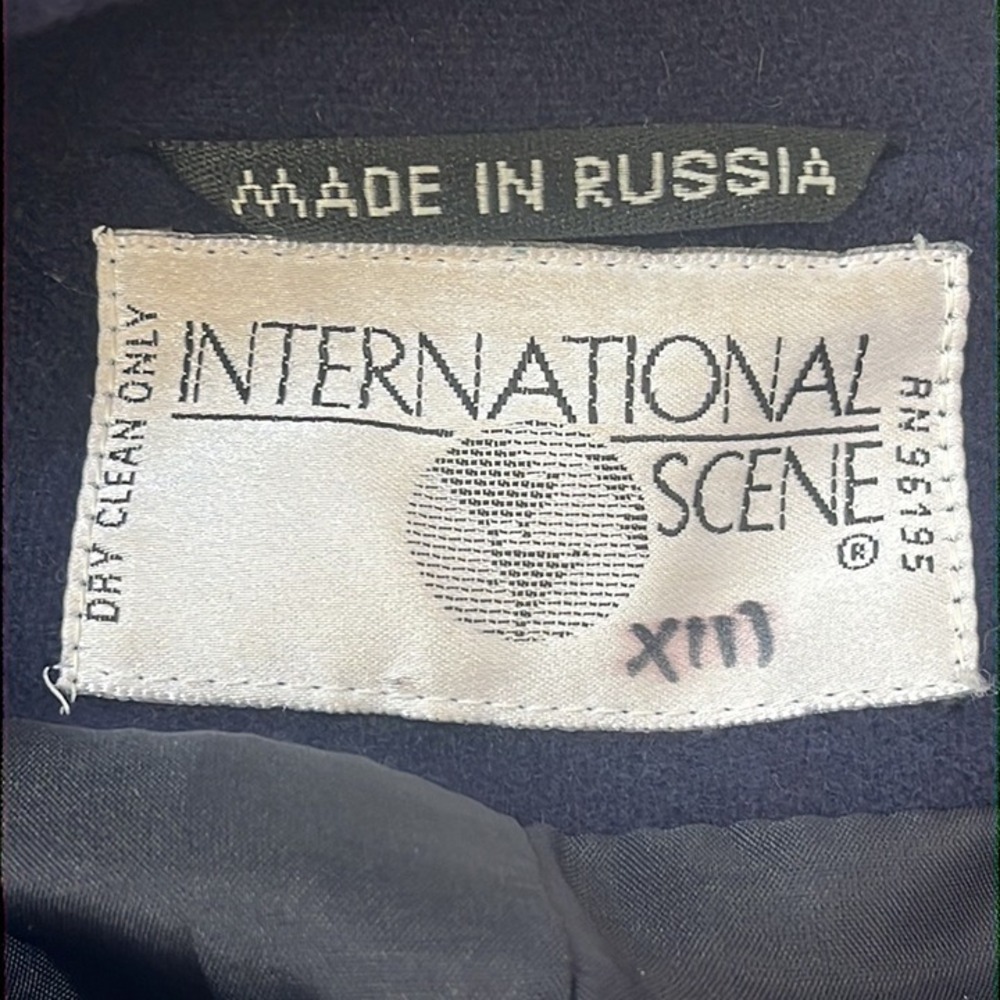 Vintage International Scene Wool Zip Jacket Navy‎ Blue Russia Women's Small - Picture 12 of 12